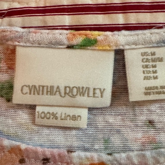 Cynthia Rowley Multicolor Short Sleeve Tee 100% Linen - Picture 5 of 5